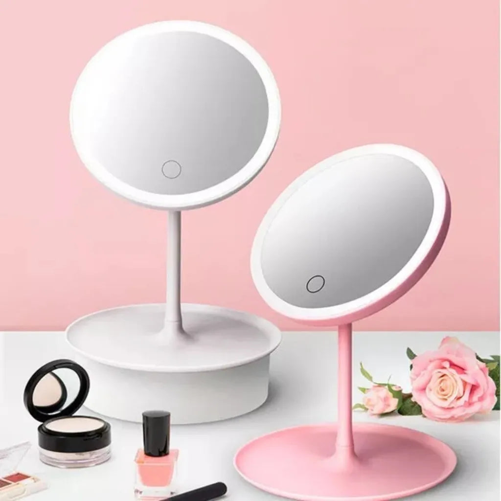 Espelho LED Dobrável – Iluminação e Aumento para Detalhes Para Maquiagem